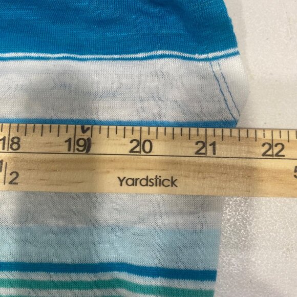 Michael Kors Linen Blend Top Womens XL Blue & Green Striped Beach Coastal Resor - Picture 5 of 7